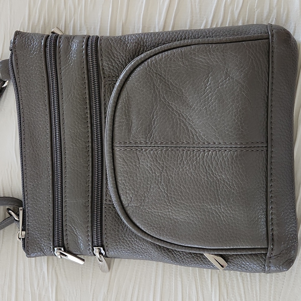 Gray Leather Crossbody Bag - Picture 4 of 9
